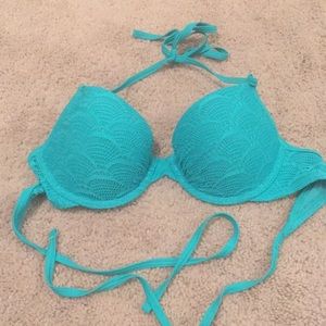 Aerie Turquoise Scalloped Bikini Top